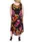 ფოტო #2 პროდუქტის Plus Size Floral-Print Handkerchief-Hem A-Line Dress