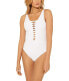 Фото #3 товара Bleu By Rod Beattie 281557 Women's Twister One-Piece Swimsuit, Size 12 - White