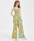 Фото #2 товара Women's Floral-Print Cutout Jumpsuit, Created for Macy's