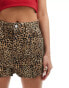 ASOS DESIGN denim A line short in leopard print