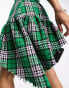 Фото #6 товара ASOS DESIGN boucle mini smock dress with frayed hem in green check