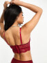 ASOS DESIGN Sienna lace padded bandeau bra in burgundy