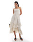 Style Cheat smocked maxi cotton dress with ruffle detail in cream