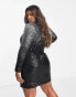 Forever New Curve embellished ombre wrap dress in charcoal