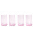 Scalloped Rim Fluted Tall Tumbler Glass, Set of 4