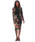 Фото #1 товара Petite Floral Long-Sleeve Bodycon Dress