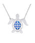 ფოტო #2 პროდუქტის Large Nautical Beach Vacation Blue Created Opal Inlay Bali Tortoise Gemstone Sea Turtle Pendant Station Necklace Sterling Silver October Birthstone