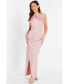 ფოტო #1 პროდუქტის Women's Ruffle Halter Neck Ruched Maxi Dress