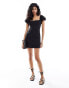 Фото #3 товара Stradivarius puff sleeve mini dress in black