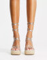 Фото #3 товара Truffle Collection tie leg espadrille wedge sandals in silver