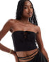 Фото #1 товара In The Style exclusive bandeau bow detail top in black