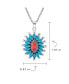 ფოტო #5 პროდუქტის Personalize South Western Navajo Style Orange Red Coral Blue Turquoise Zuni Needlepoint Jewelry Flower Blossom Necklace Pendant For Women .925 Sterling Silver