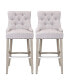 Фото #3 товара 29" Linen Tufted Buttons Upholstered Wingback Bar Stool (Set of 2)