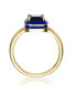 ფოტო #2 პროდუქტის RA 14k Yellow Gold Plated with Sapphire Cubic Zirconia Blue Enamel Radiant Halo Ring