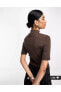 Фото #4 товара Sportswear Essentials Mock Short-Sleeve Top Kahverengi Kadın T-shirt