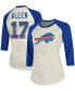 ფოტო #1 პროდუქტის Women's Josh Allen Cream, Royal Buffalo Bills Player Raglan Name Number 3/4 Sleeve T-shirt