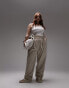 Фото #1 товара Topshop Curve co-ord linen-blend tapered trouser in natural