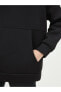 Kapüşonlu Düz Uzun Kollu Dalgıç Kumaş Kadın Sweatshirt Tunik