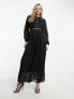 Фото #4 товара Reclaimed Vintage maxi satin dress with mixed scale lace in black