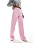 Фото #4 товара Object tailored wide leg trousers in pink