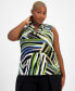 Фото #1 товара Plus Size Printed Triple-Pleat V-Neck Top