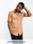 Фото #1 товара ASOS DESIGN skinny satin shirt with roll sleeve in bronze