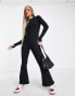 Фото #8 товара Threadbare Lottie ribbed wide leg jumpsuit in black