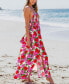 ფოტო #4 პროდუქტის Women's Floral Halterneck Smocked Bodice Maxi Beach Dress