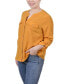 ფოტო #3 პროდუქტის Petite Size 3/4 Sleeve Roll Tab Y-neck Blouse