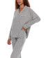 Women's Annie 2 Piece Notch Long Sleeve Top and Knit Pants Pajama Set