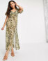 Фото #1 товара ASOS DESIGN – Maxikleid mit verdrehter Vorderseite und Animal-Print in Batikoptik