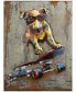 Фото #1 товара Dog on skateboard Mixed Media Iron Hand Painted Dimensional Wall Art, 40" x 30" x 2.8"