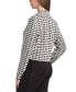 Фото #2 товара Juniors' Textured Check One-Button Cropped Jacket