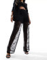 Noisy May lace wide leg trouser in black