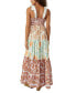 Women's Bluebell Cotton Mixed-Print Tiered Maxi Dress