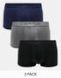 Calvin Klein CK Black 3-pack low rise trunks in navy, charcoal and black Navy/Grey/Black, XS - фото #2