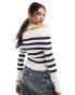 Фото #8 товара ASOS DESIGN ribbed off shoulder top in stripe