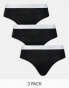 Фото #1 товара ASOS DESIGN Lillie 3 pack cotton brazilian with waistband in black