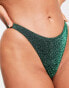 Фото #3 товара South Beach – Mix & Match – Bikinihose in Metallic-Smaragdgrün mit u-förmigem, hohem Beinausschnitt