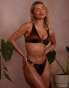 Wolf & Whistle X Emily Hughes Fuller Bust high apex ring front bikini top in high shine brown