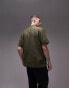 Фото #2 товара Topman short sleeve regular utility overshirt with pocket detailing in khaki