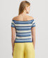 ფოტო #2 პროდუქტის Women's Striped Off-The-Shoulder Sweater