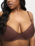 ASOS DESIGN Curve microfibre moulded t-shirt bra in brown US 38H - фото #1