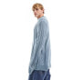 Фото #9 товара COLLUSION knitted oversized jumper with stripe detail in dusty blue