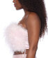 Juniors' Strapless Zip-Back Feather-Front Top