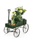 Фото #2 товара Wooden Wagon Plant Bed with Metal Wheels for Garden Yard Patio