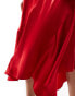 & Other Stories satin asymmetric panelled midi skirt in red