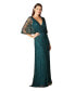 Women's Illusion Cape Sleeve Beaded Gown