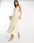 ASOS DESIGN elasticated strappy midi dress with open back in ivory 40 - фото #2