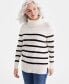 ფოტო #1 პროდუქტის Women's Striped Cozy Turtleneck Tunic Sweater, Created for Macy's